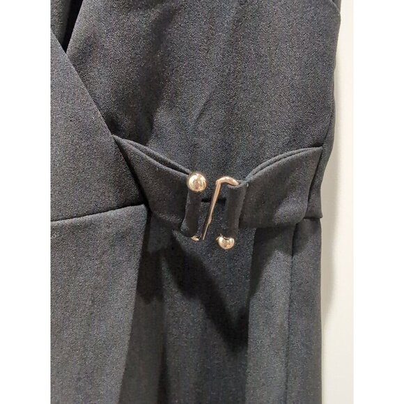 TAHARI ASL Faux Wrap Sheath Dress Black Size 8 Sleeveless V Neck NWT - Picture 3 of 6